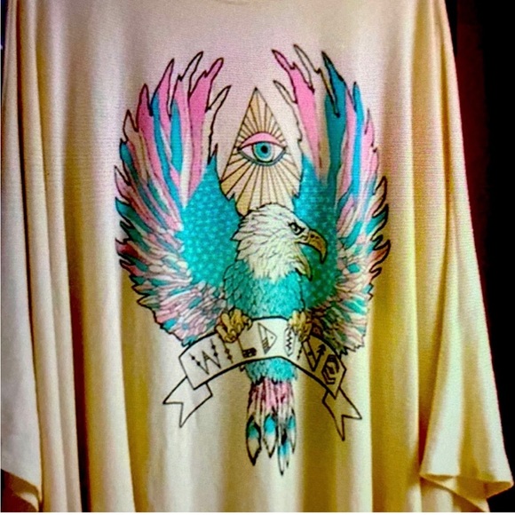 Lauren Moshi poncho with third eye graphic — RARE PIECE - Picture 3 of 5